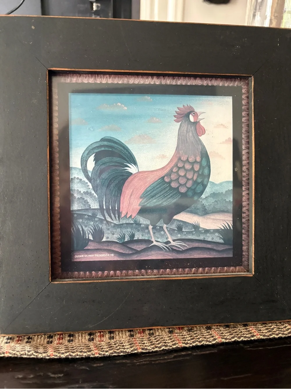 Farmhouse Rooster and Hen Framed Art Prints in Black - Unbranded